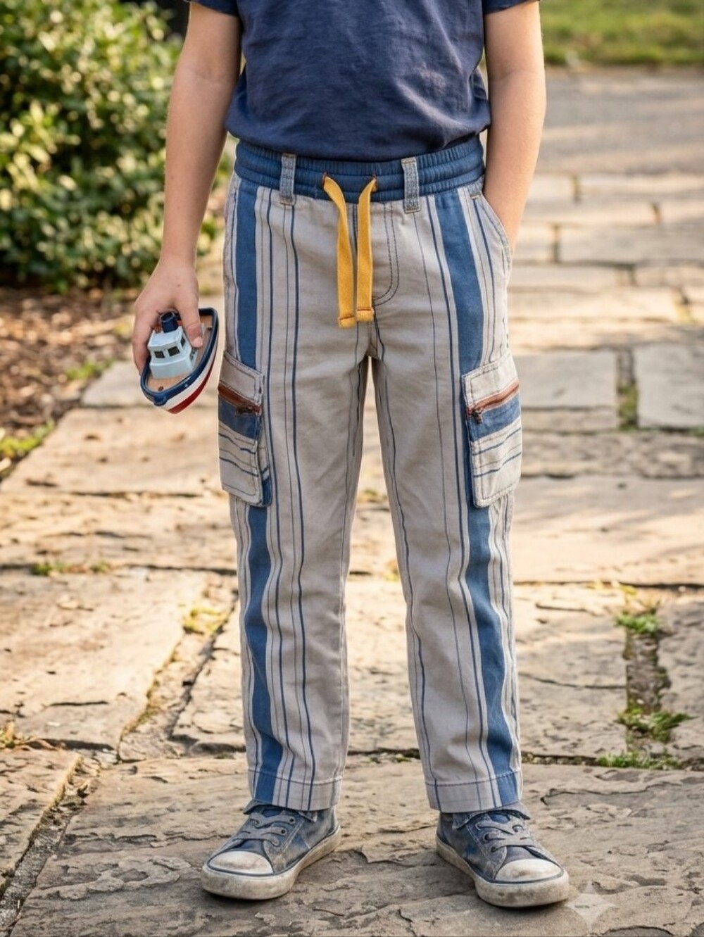 {Matilda Jane} x Joanna Gaines Boys Little Rascal Gray Striped Cargo Pants